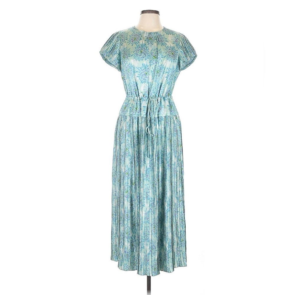 Rebecca Taylor Blue and Green Floral Maxi Dress